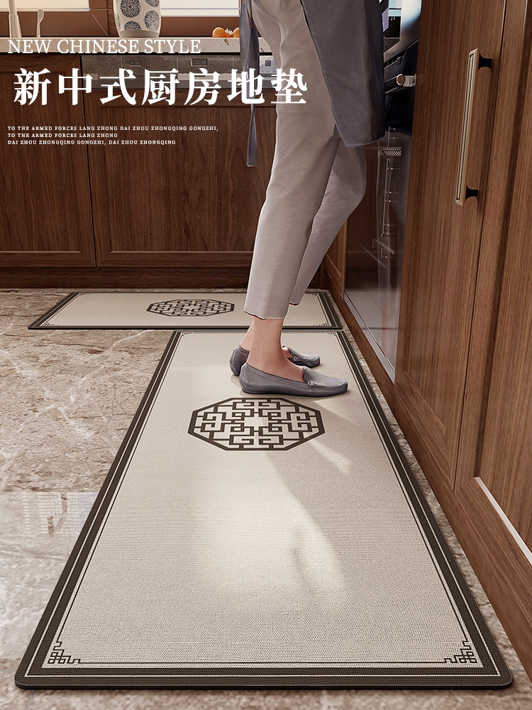 新中式廚房專用長條地墊 防髒防汙防滑吸油珪藻土地毯