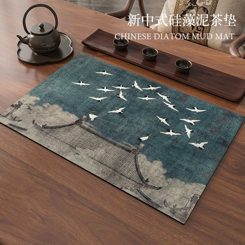 新中式風格珪藻土桌旗吸水快乾防滑耐用禪意茶席裝飾小巧桌布餐墊茶旗 (8.1折)