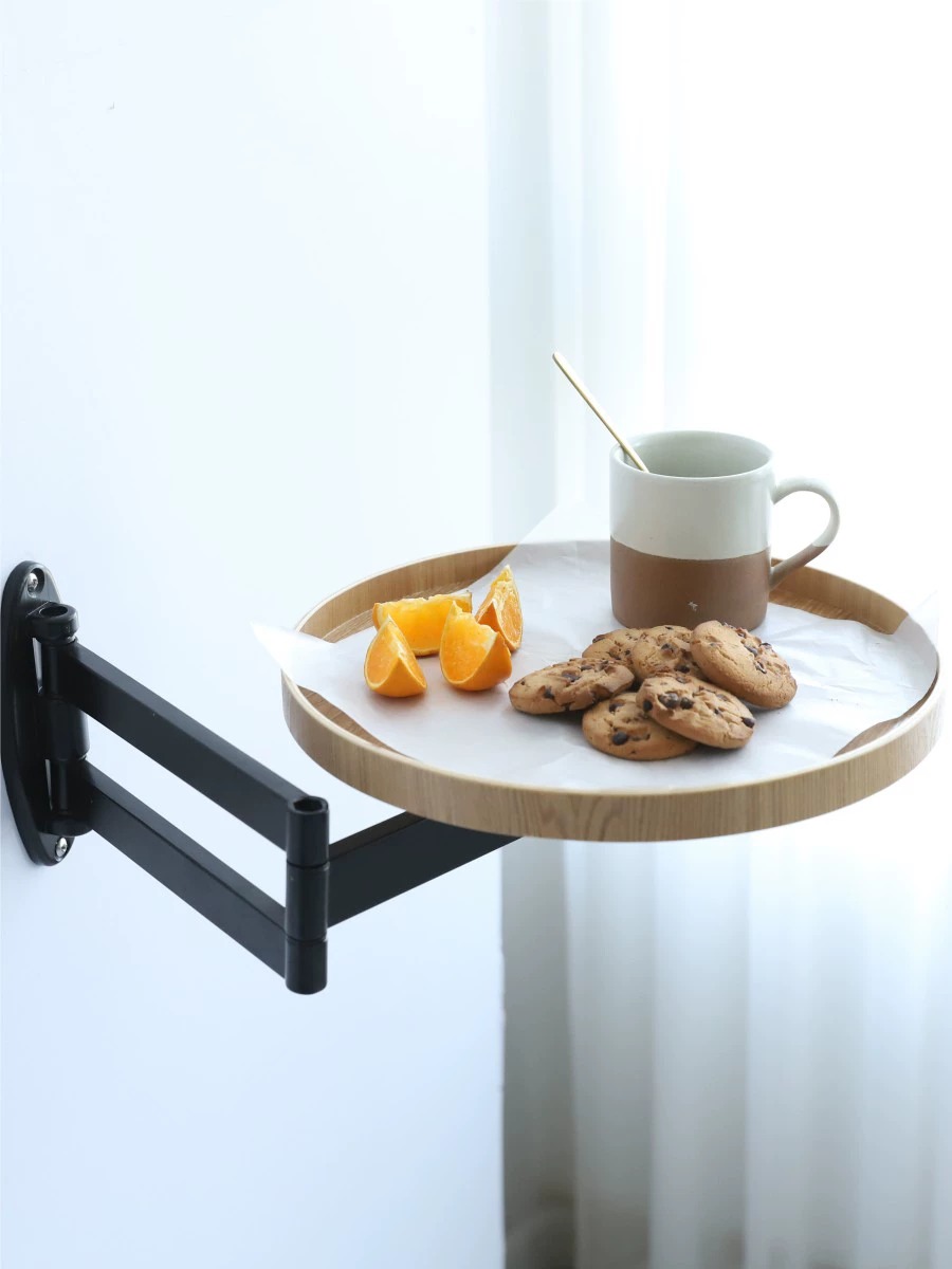 可移動摺疊邊幾壁掛牆上木質小茶几沙發邊桌床頭櫃 (8.3折)