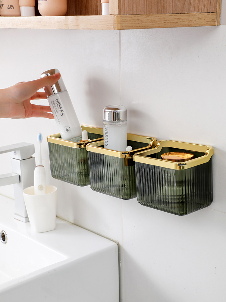 北歐風格塑料置物架 免打孔壁掛式 浴室洗手間洗漱臺收納盒