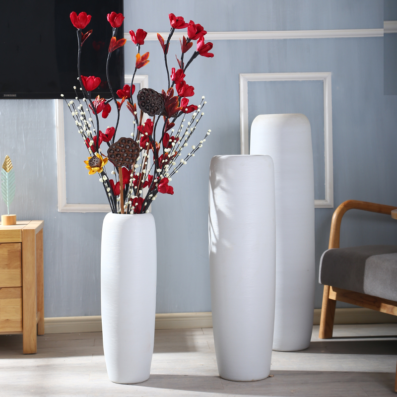 景德鎮陶瓷白色簡約現代落地花瓶 客廳臥室家居裝飾擺件