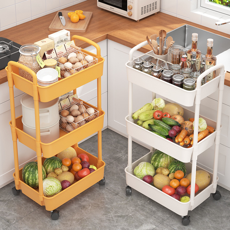 北歐風格多層置物架廚房蔬菜水果收納架落地可移動零食儲物架