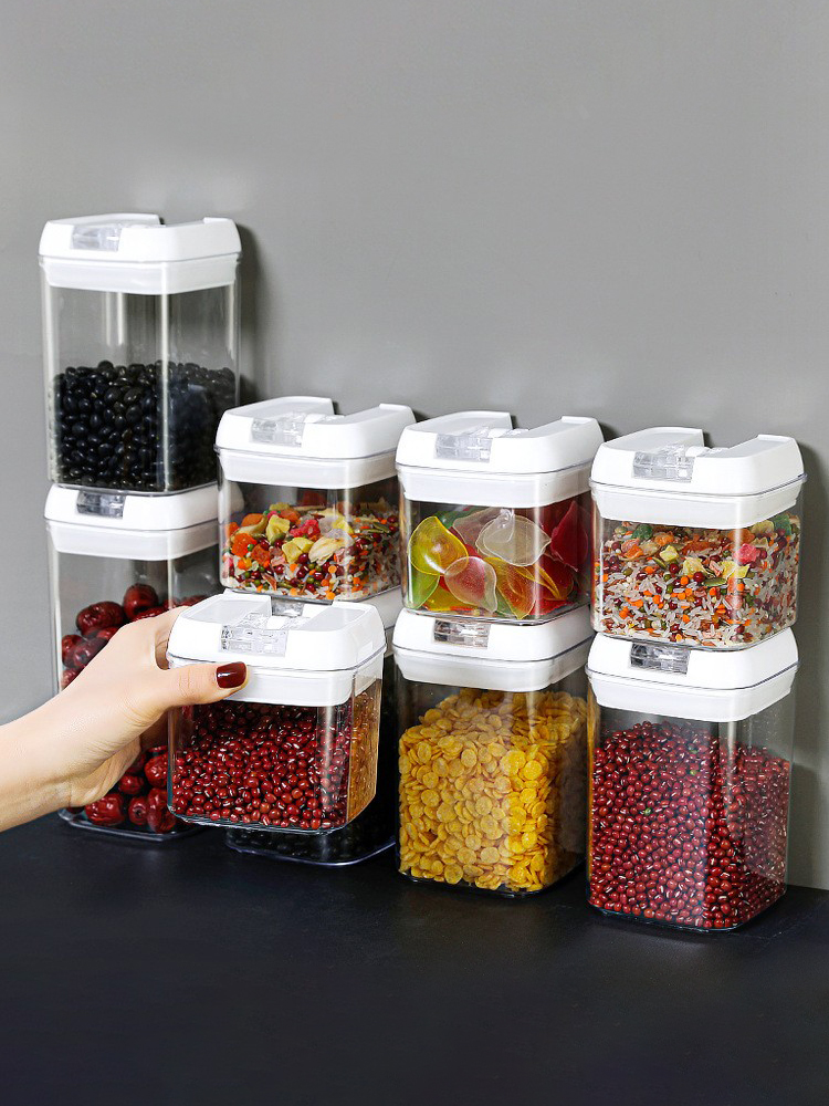 日式方形塑料透明密封罐 糧食五穀雜糧零食乾貨收納罐
