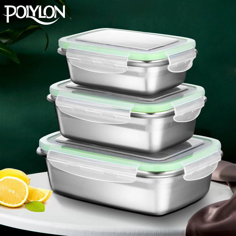 polylon保鮮盒不鏽鋼便當盒大中小三個裝保溫袋高品質餐盒