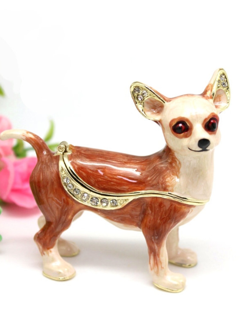 精緻合金工藝寵物狗造型小擺件創意珠寶首飾收納盒日常送禮的首選