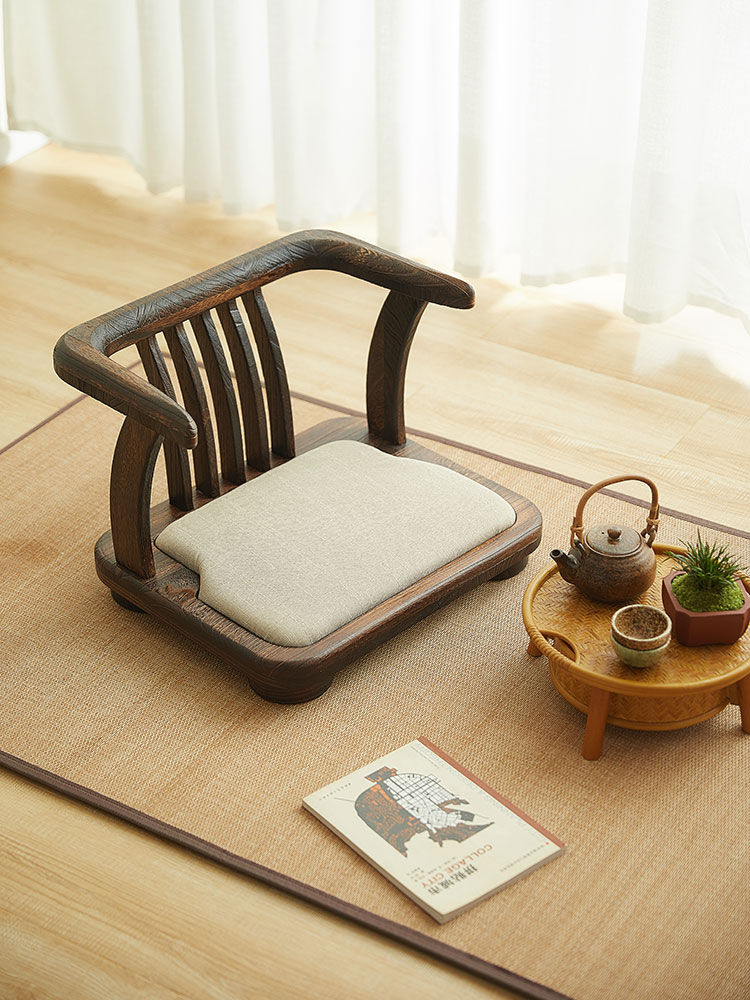 實木小椅子家用靠背凳飄窗和室榻榻米座椅休閒矮茶椅圈椅老人圍椅 (4.2折)