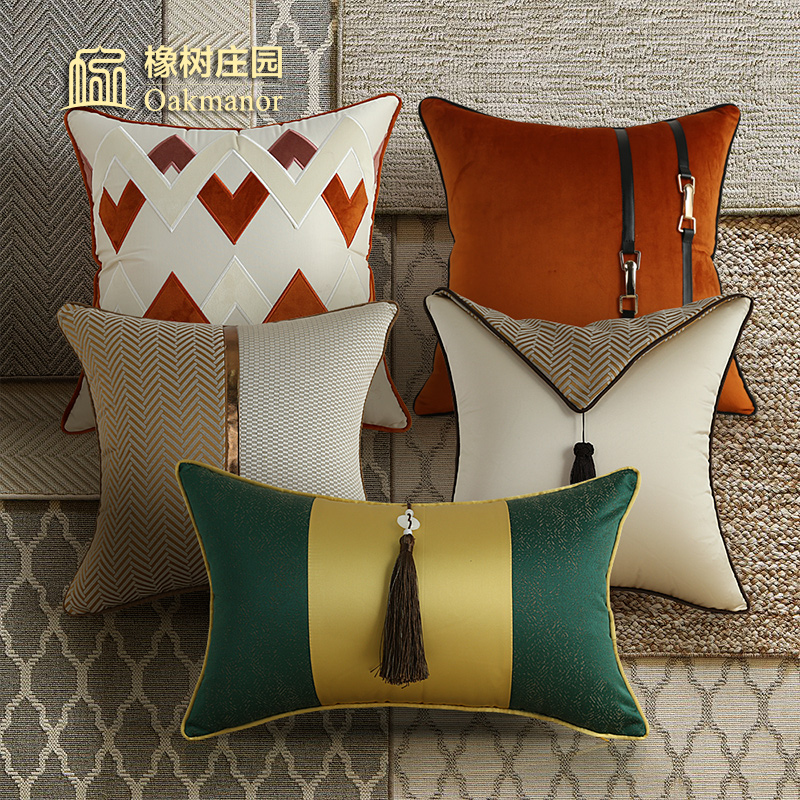 中式輕奢刺繡抱枕套裝飾沙發靠墊 質感客廳樣板間軟裝靠墊