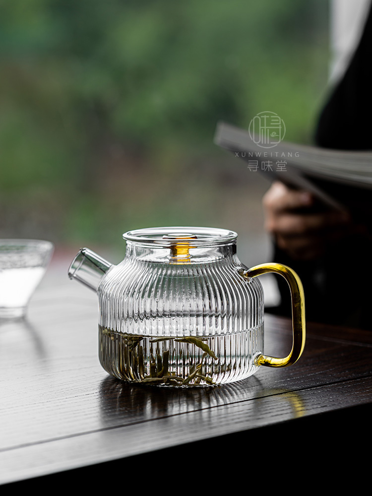 經典中式鑽石紋玻璃泡茶壺品味好茶風格獨具