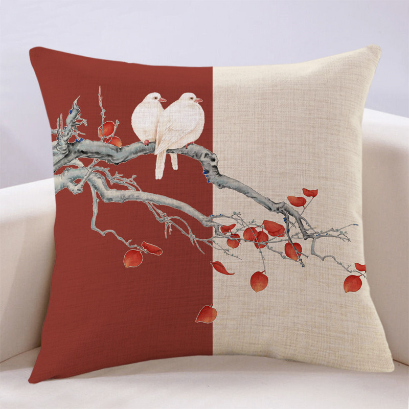 古典現代新中式創意印花抱枕沙發靠墊書房民宿靠背裝飾