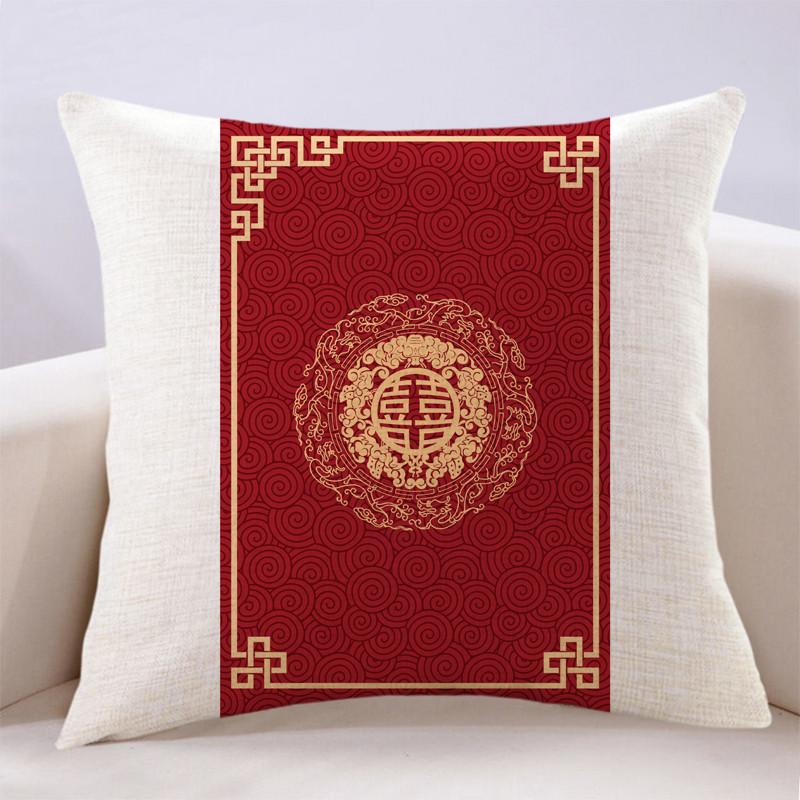 中式風格紅色沙發創意禮品客廳靠墊 抱枕