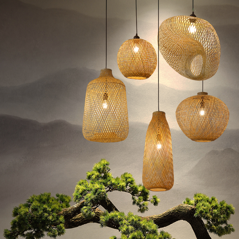 新中式手工竹編吊燈 溫馨雅緻餐廳臥室茶室裝飾燈具