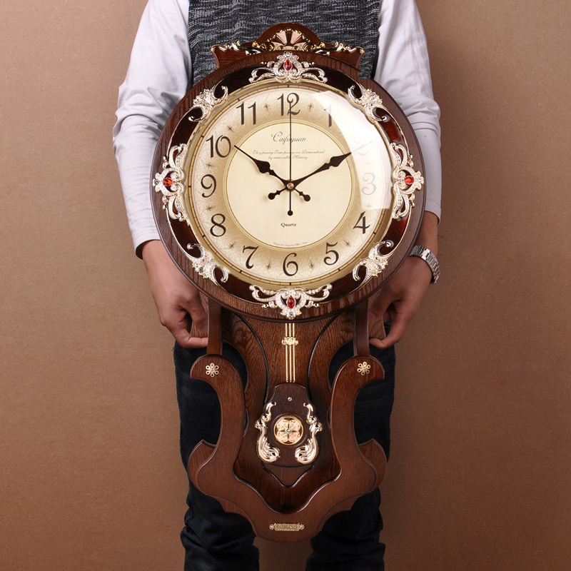 復古風格木質掛鐘 歐式客廳靜音鐘錶 居家必備裝飾