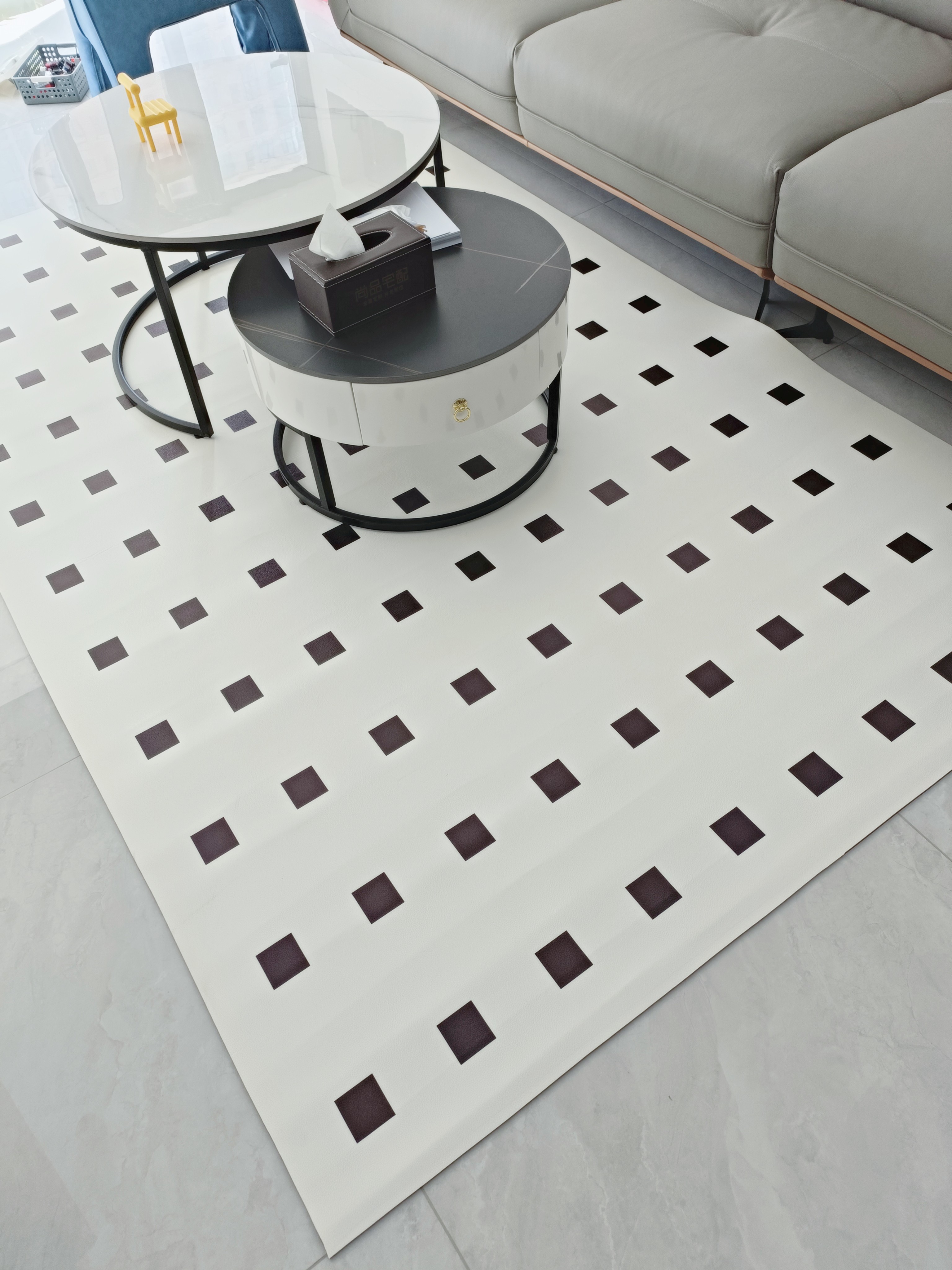 現代簡約風格皮革地毯可擦洗防水防汙客廳臥室均可使用