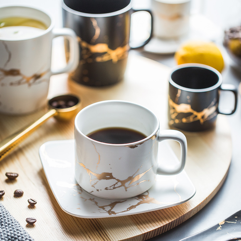 歐式小奢華大理石紋陶瓷咖啡杯碟套裝品味生活享受愜意時光