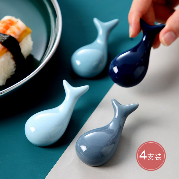 日式陶瓷筷枕擱擺勺子架勺託創意筷子架四色可選小清新風餐具收納架
