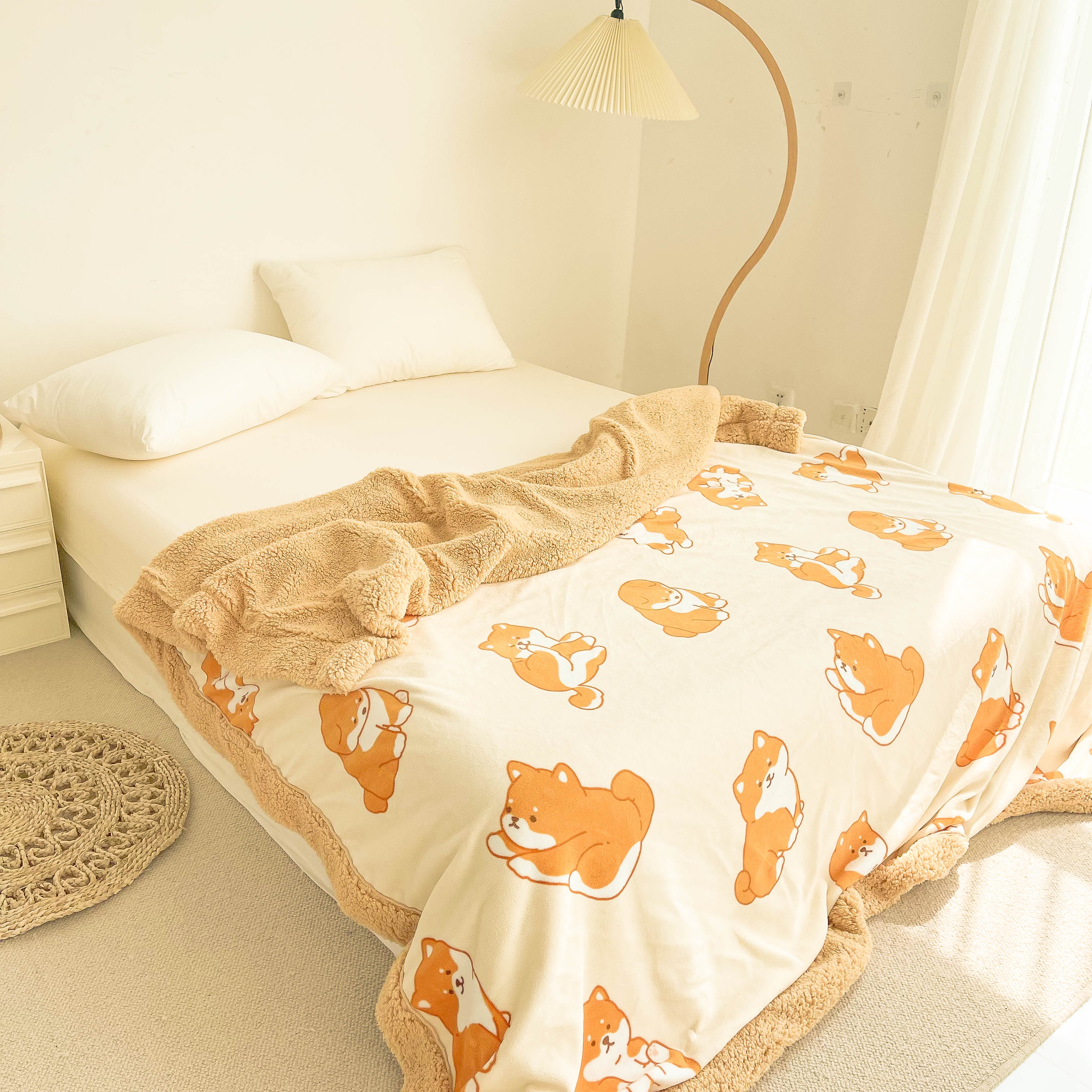 卡通柴犬加厚絨毯 溫暖保暖臥室午休毯 (8.3折)