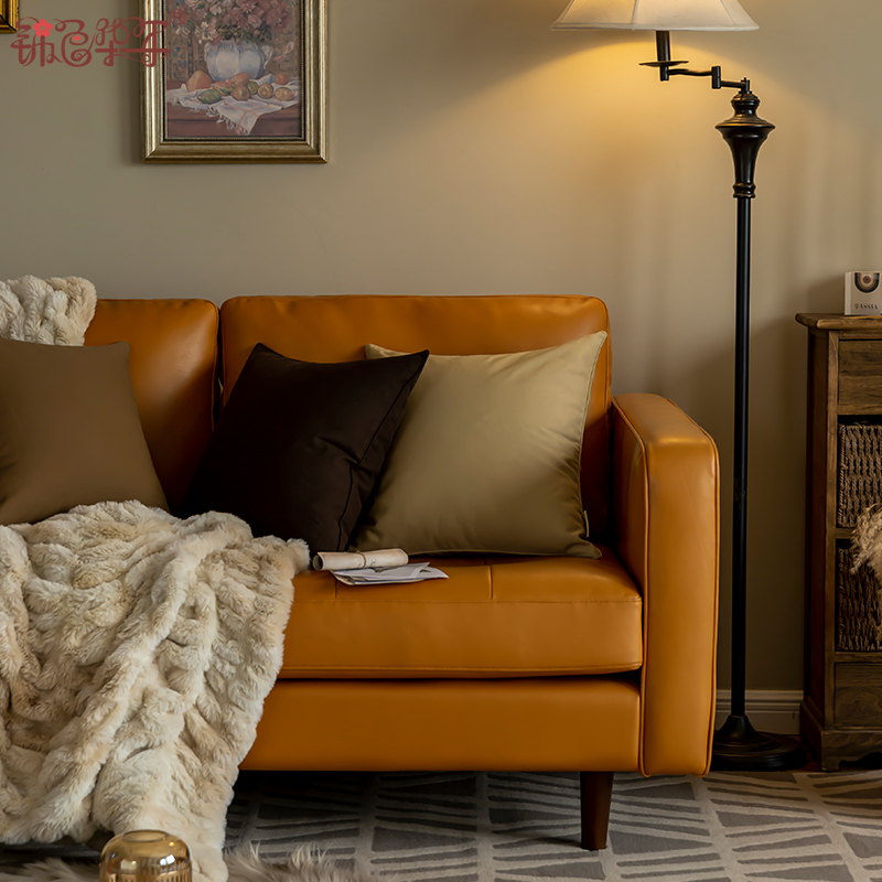 簡約現代靠墊純色棉質抱枕適用客廳沙發車載
