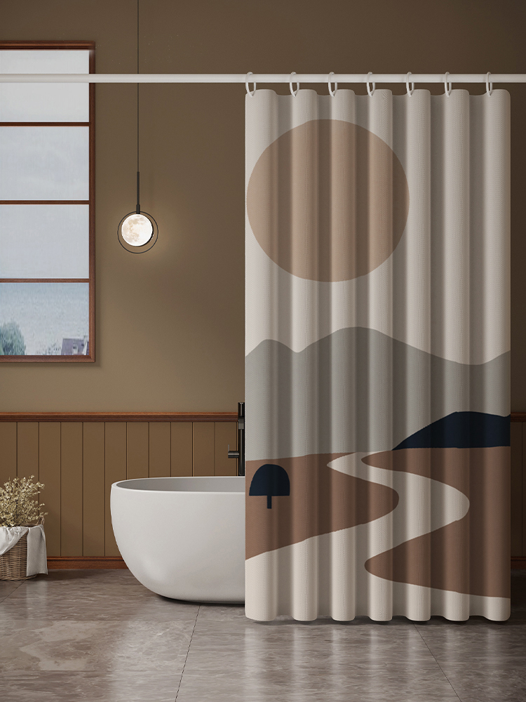 冬季家用免打孔防黴隔斷簾浴罩時尚卡通風格適用於各種浴室空間 (3.8折)