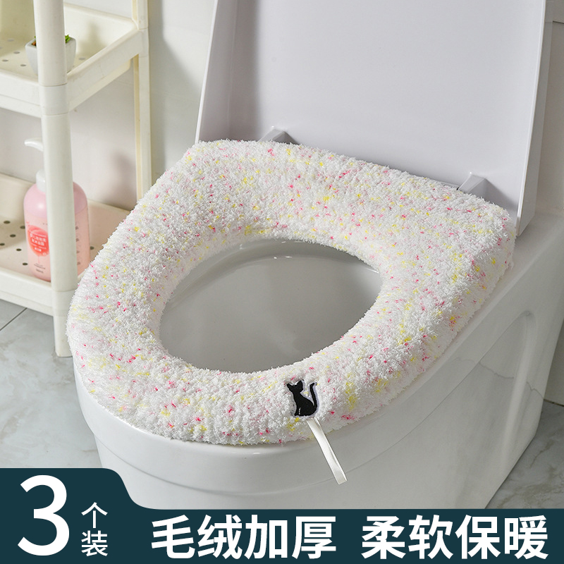 可愛毛絨馬桶墊包覆式設計柔軟舒適貓咪造型增添浴室趣味
