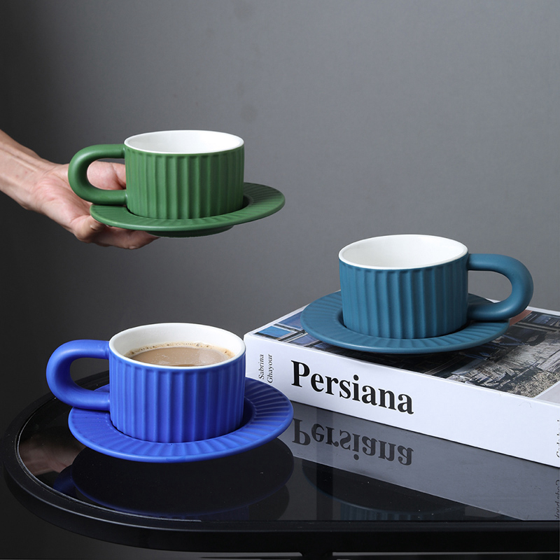 北歐風馬卡龍色咖啡杯碟套裝陶瓷享受精緻生活的小奢華