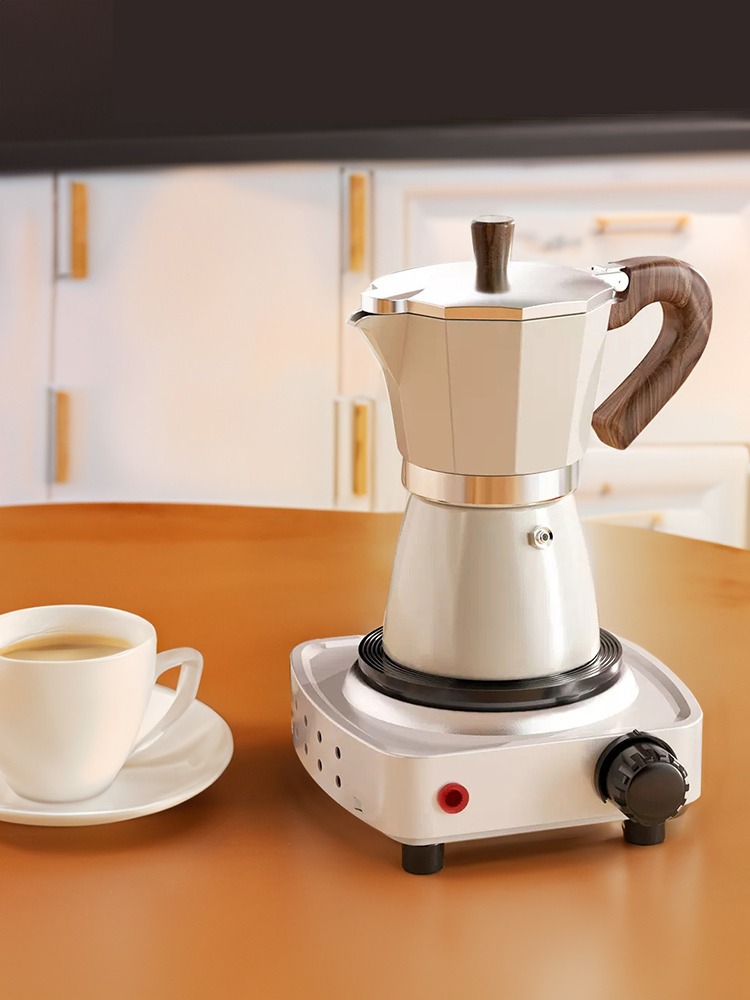 摩卡壺創意簡約銀色咖啡器具摩卡壺300ml家用小型手工咖啡機摩卡壺 (6.1折)