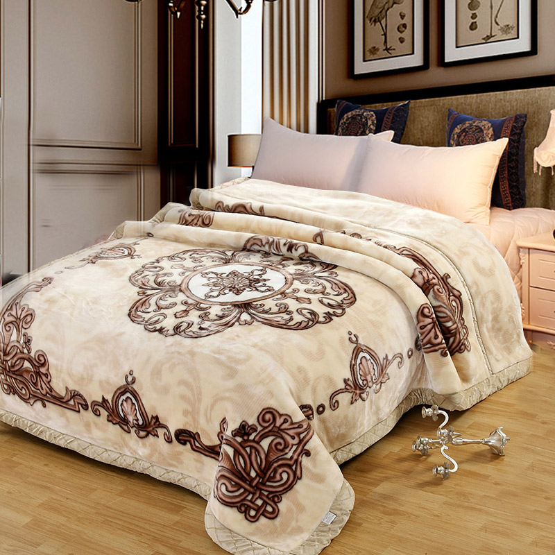 歐式拉舍爾加厚毛毯秋冬臥室雙面絨 保暖聚酯纖維