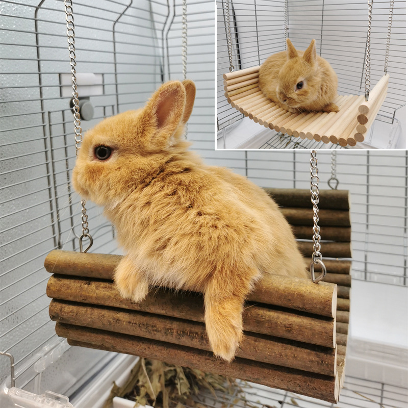侏儒兔子玩具實木鞦千磨牙樹枝荷蘭豬龍貓攀爬玩具平台懸掛吊牀