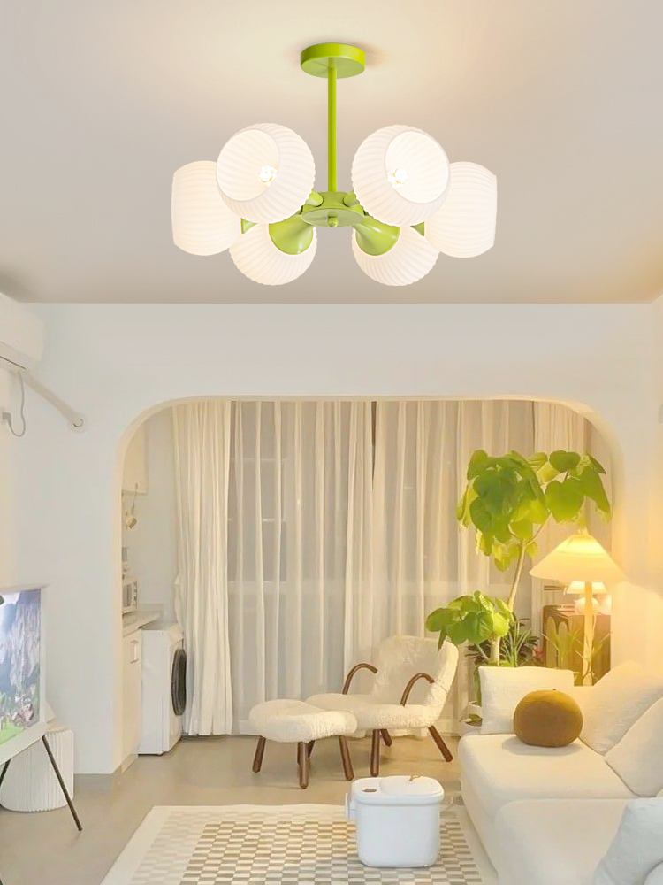 北歐風奶油色臥室吸頂燈鐵製玻璃燈罩三色變光1530平方公尺照明範圍 (2.6折)