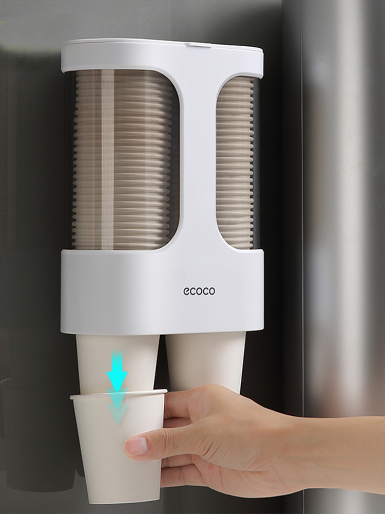 創意潮流自動掛壁式飲水機杯子架塑料材質吸盤式安裝白色卡其色任選 (8.3折)