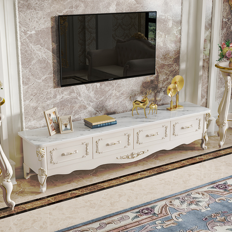 歐式巖板茶几電視櫃組合 現代簡約實木客廳小型迷你輕奢電視櫃 (8.3折)