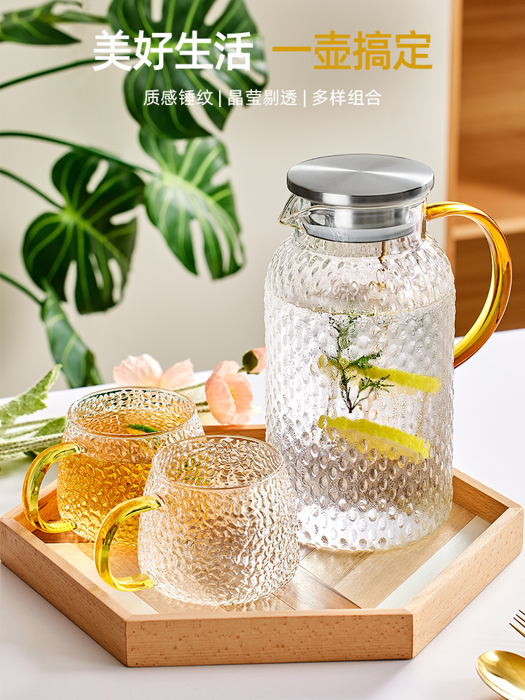 北歐風格玻璃冷水壺 高溫家用大容量涼水杯壺套裝泡茶壺