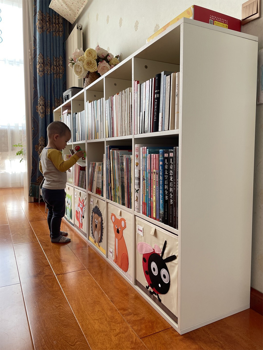 可比熊實木兒童書架書櫃收納寶寶簡易置物架多層儲物櫃落地格子櫃
