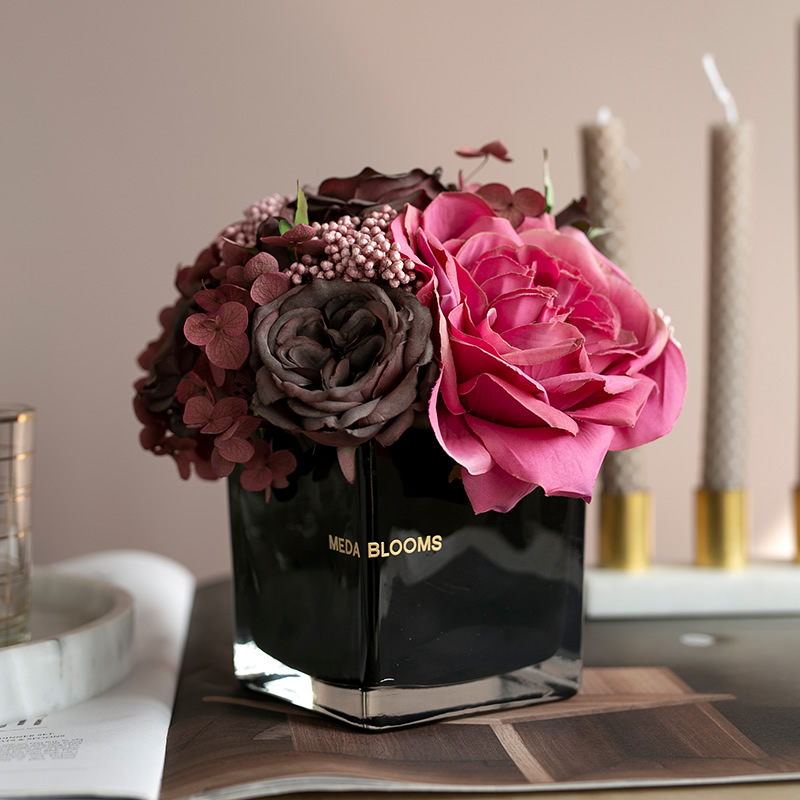 質感玫瑰花盆栽 假花臥室床頭櫃浴室 客廳裝飾花 擺放花卉 (8.3折)