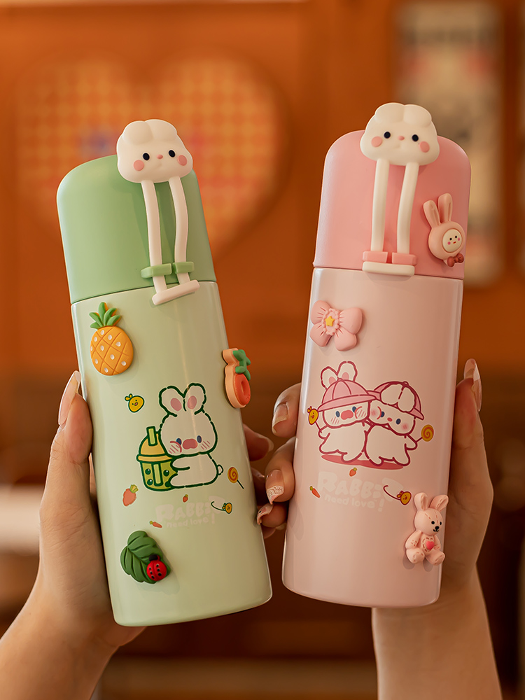 可愛造型保溫杯 萌趣兔子兒童水杯學生帶水壺