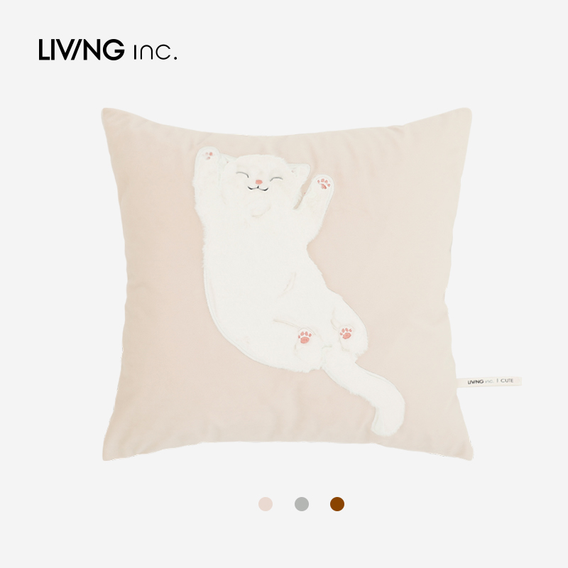 療癒可愛卡通貓咪抱枕 立體兔毛床上靠枕