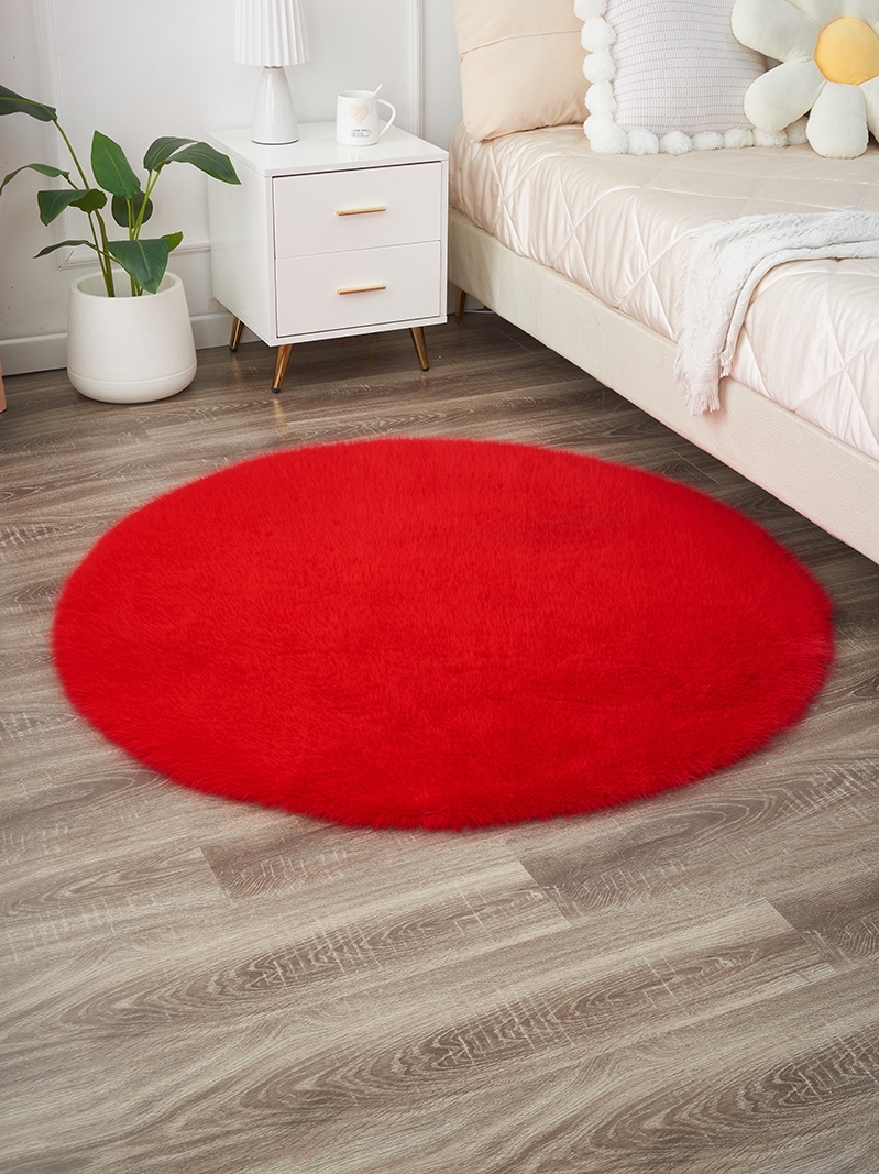 大紅色地毯北歐結婚婚房輕奢風地墊圓形坐墊臥室家用地墊
