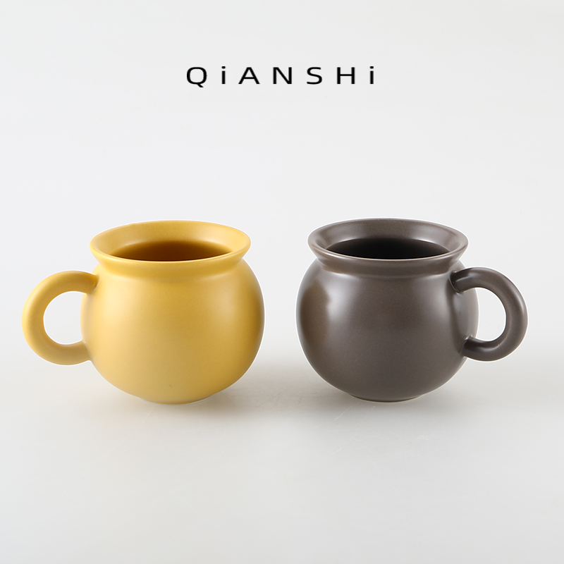 日式陶瓷咖啡杯 復古純色馬克杯 下午茶咖啡鮮奶杯 輕奢高檔 精緻杯 300ml
