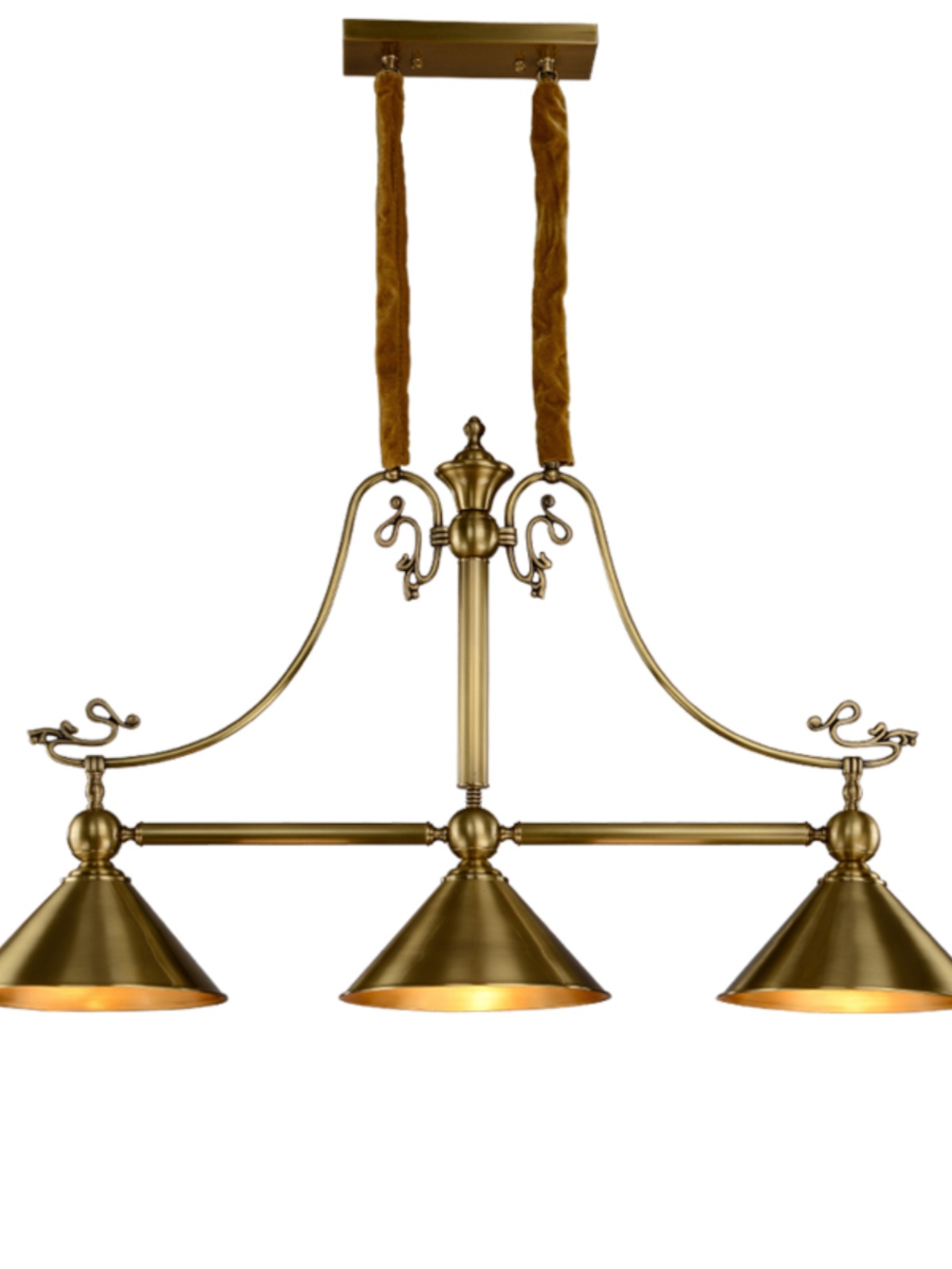 美式簡約復古全銅三頭檯球桌球斯諾克吊燈為餐桌吧檯營造溫馨氛圍