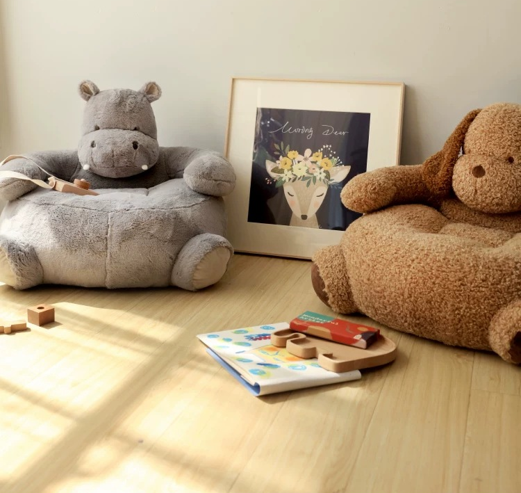 簡約北歐風兒童沙發卡通動物造型絨布材質舒適又可愛