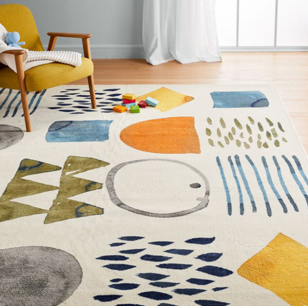 ins北歐風地毯客廳茶几臥室床邊加厚地毯幾何圖案兒童房遊戲毯