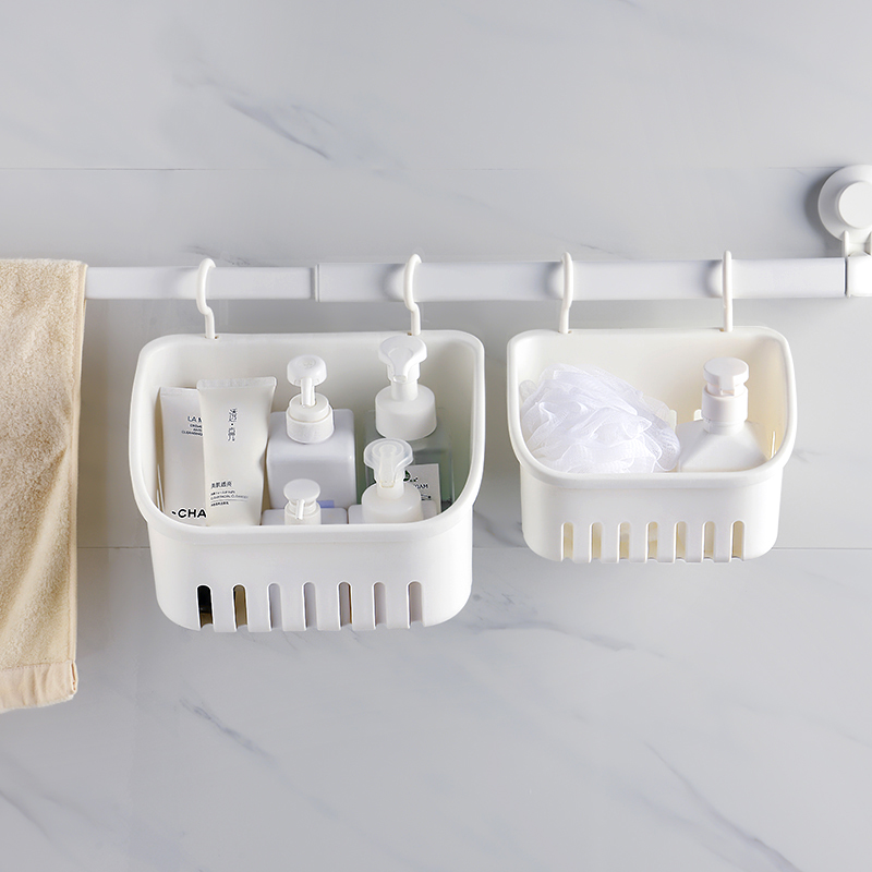 可掛式置物廚房淋浴間收納置物架壁掛免打孔北歐風格單層塑料 置物籃
