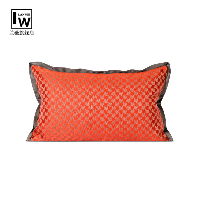 幾何圖案提花寬邊抱枕中式風格適合客廳臥室床頭沙發靠墊