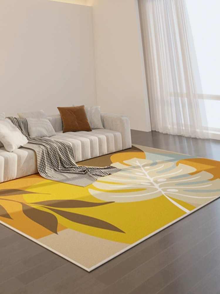 混紡現代簡約長方形地毯家用手洗吸塵地墊客廳臥室床邊毯