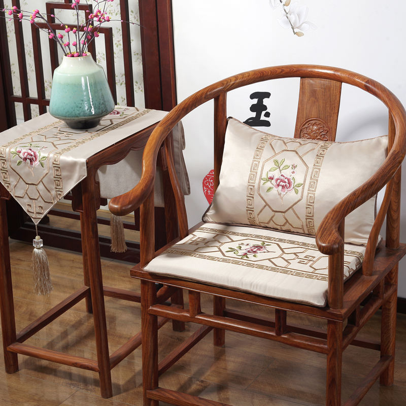 新中式繡花紅木沙發坐墊古典傢俱圈椅太師椅墊子家用椅子坐墊 (8.3折)