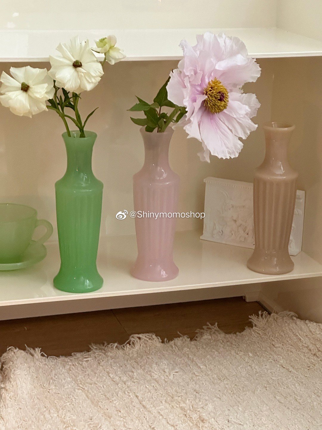 法式復古玻璃花瓶裝飾 彩色玻璃瓶子居家客廳擺件 (8.3折)