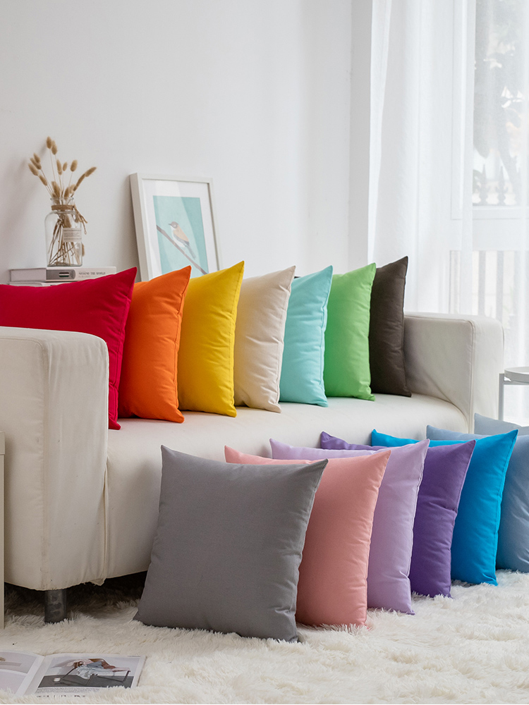 風格簡約現代的純棉布沙發抱枕適用於臥室床頭可做靠墊或靠背多種顏色可選擇