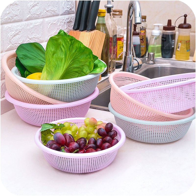 北歐風格塑料瀝水籃 洗菜籃 洗水果 菜籃子 多功能廚房收納籃