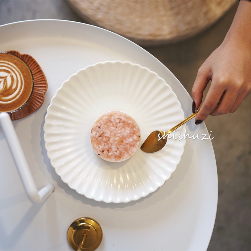 ins歐式復古陶瓷盤 法式蛋糕盤純白沙拉盤 一人食早餐盤 咖啡館西餐盤