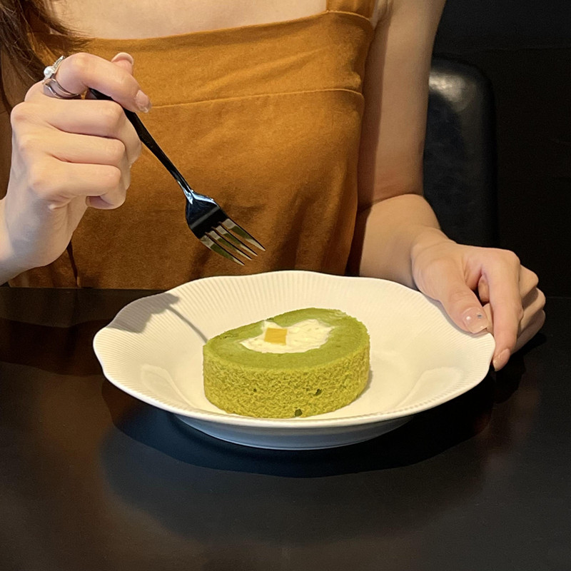 法式ins花邊條紋西餐盤 復古蛋糕甜點陶瓷盤 水果沙拉盤 早餐麵包盤 (8.3折)