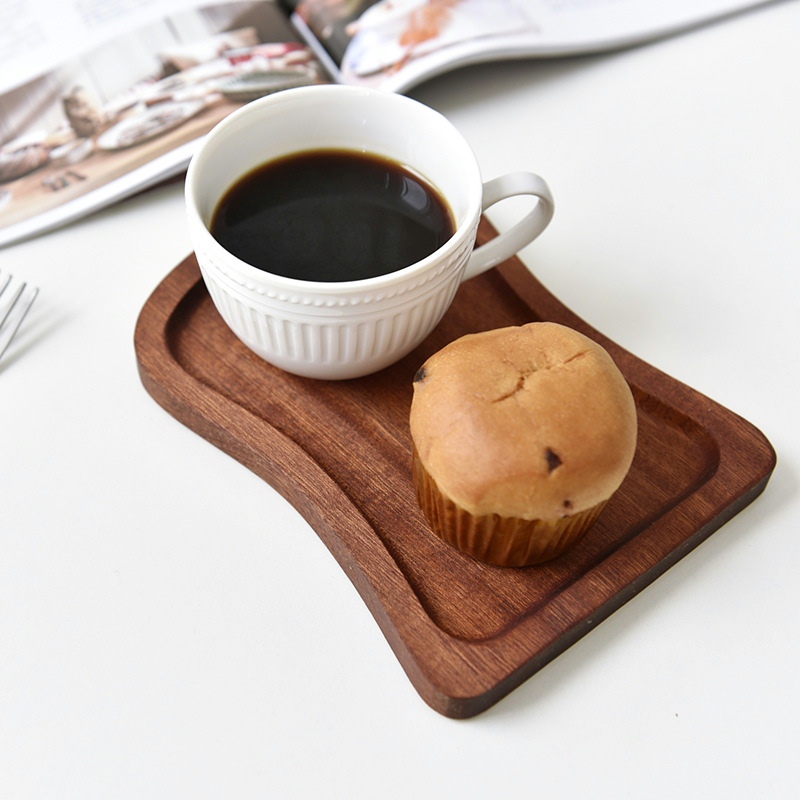 日式磨砂木質託盤餐盤簡約風格黑色長方形適用成年人